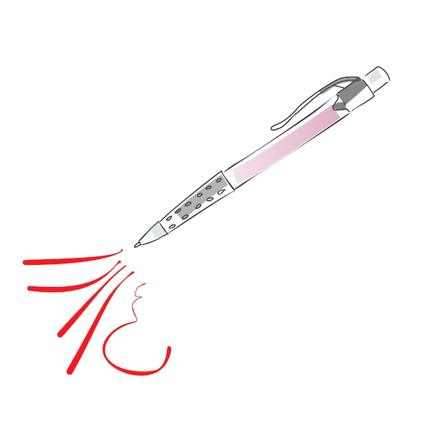 Hand drawn sketch doodles pen with red lines Vector illustration