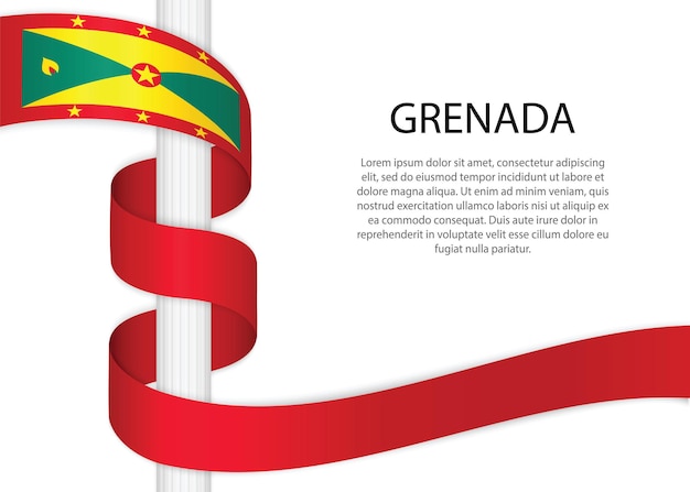 Hand drawn sketch flag of Grenada. doodle style vector icon