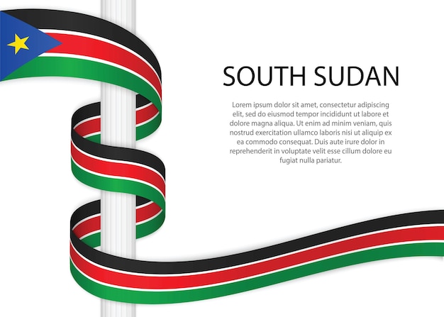 Hand drawn sketch flag of South Sudan. doodle style vector icon