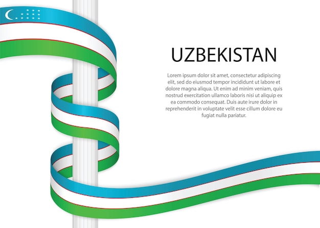 Hand drawn sketch flag of Uzbekistan. Doodle style vector icon