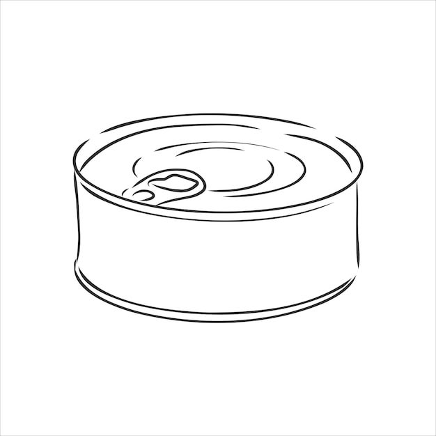 Hand drawn sketch of Food Can isolated, Black and White simple line. Line Drawn Vector