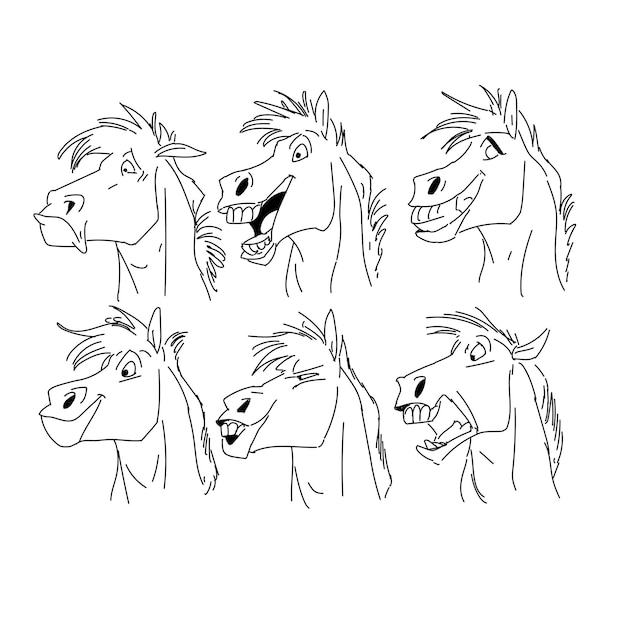 Hand Drawn Sketch Horse Face Expression