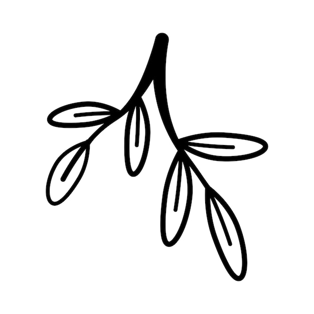 Hand drawn sketch leaf isolated on white background Simple doodle style