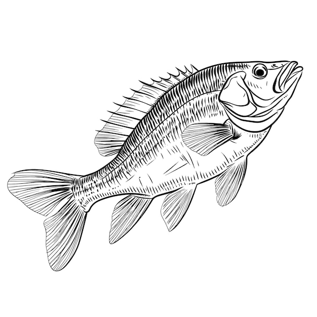 Hand Drawn Sketch Perch Fish Illustration