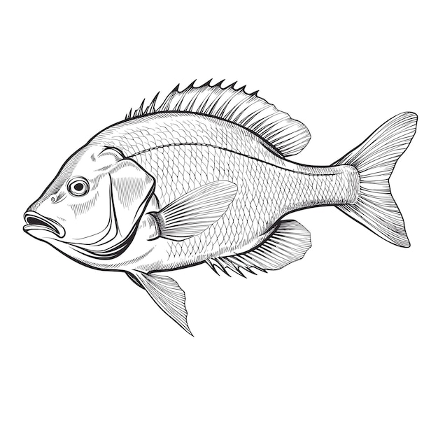 Hand Drawn Sketch Snapper Fish Illustration