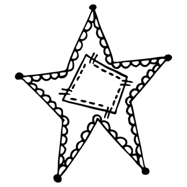 Hand drawn sketch of a star with patch on a white background