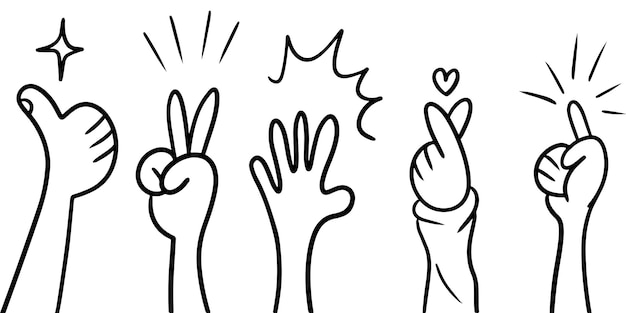 Hand Drawn sketch style of applause, thumbs up gesture. Human hands clapping ovation. on doodle style, vector illustration.