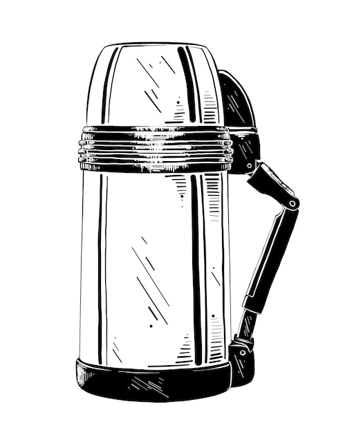 Hand drawn sketch of thermos