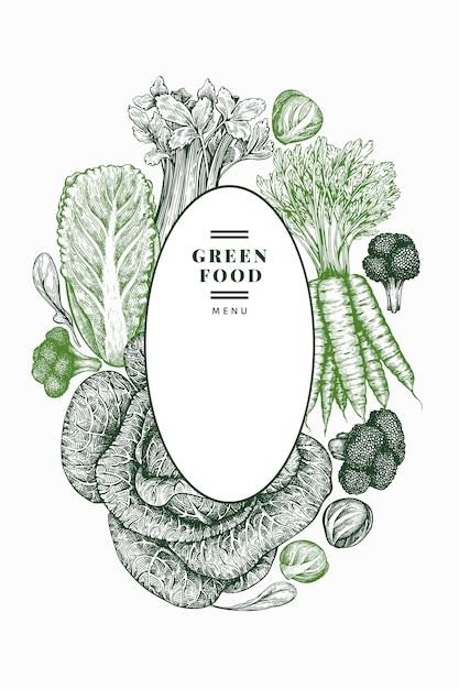 Hand drawn sketch vegetables design.