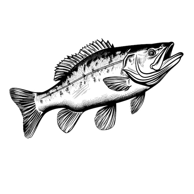 Hand Drawn Sketch Walleye Fish Illustration