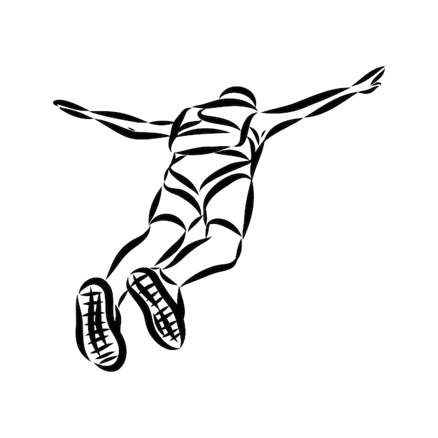 Vector hand drawn sketch of wingsuit in black isolated on white background