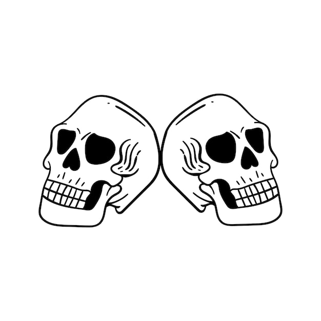 hand drawn skull doodle illustration for tattoo stickers poster etc