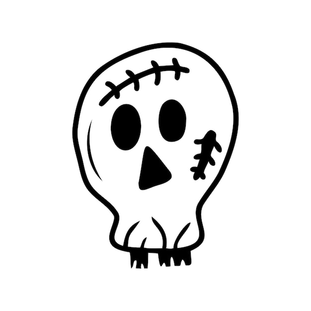 Hand drawn skull isolated on a white background