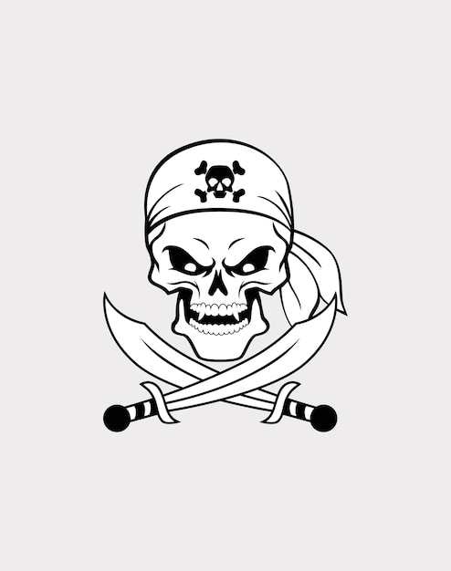 Hand drawn of skull pirates  vector illustration