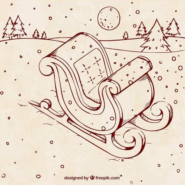 Vector hand drawn sleigh illustration