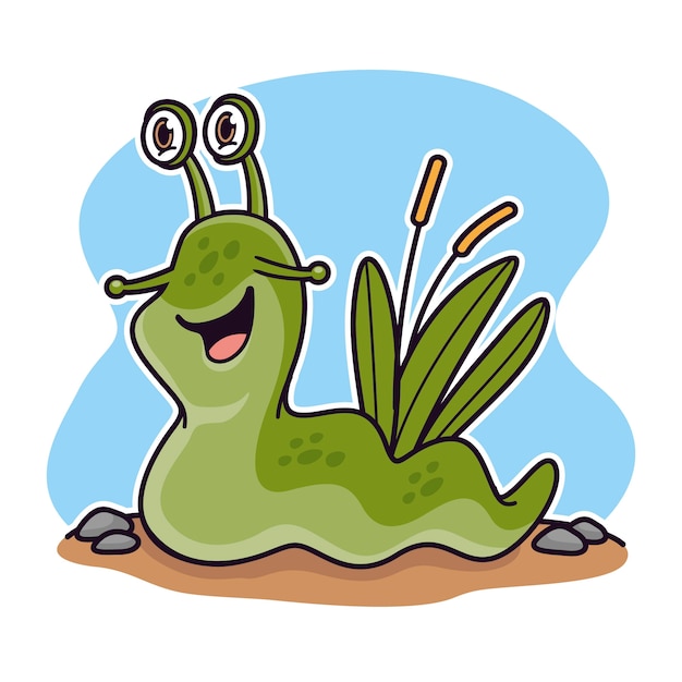 Hand drawn slug  cartoon animal illustration