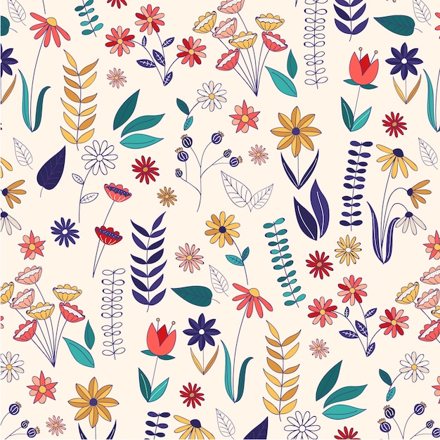 Hand drawn small flowers pattern design