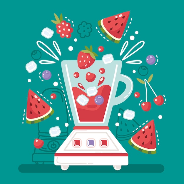 Vector hand drawn smoothies in blender glass illustration