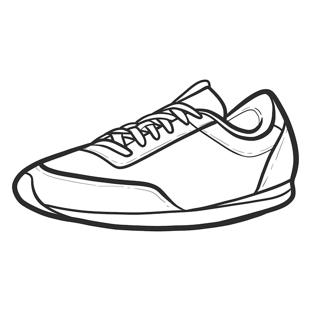 Hand Drawn  sneaker outline. drawing vector, black line sneaker. vector Illustration.