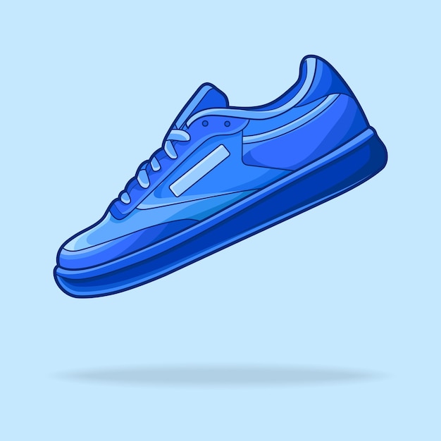 Hand drawn sneakers cartoon blue color. cartoon vector style. vector illustration