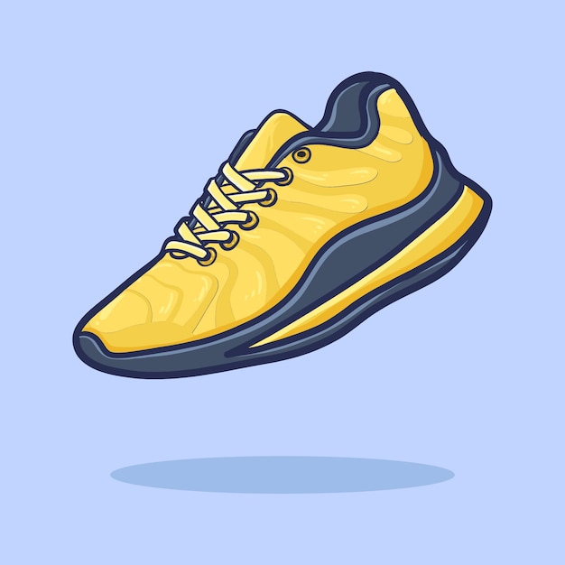 Hand drawn sneakers cartoon yellow color. cartoon vector style. vector illustration