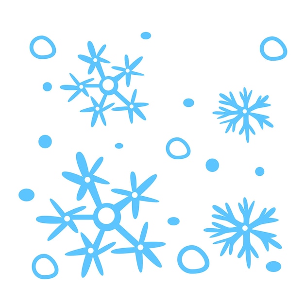 Hand drawn snowflakes with snow bubble pattern