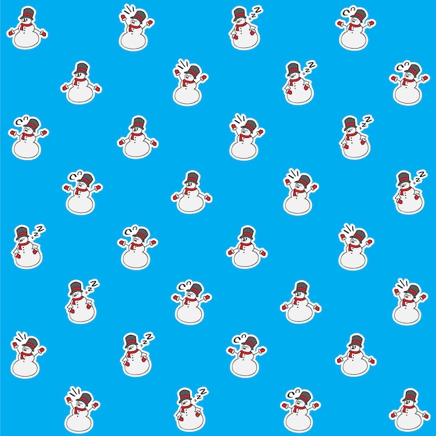 Hand Drawn Snowman Seamless Pattern