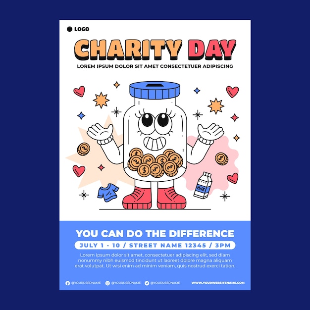 Hand drawn social charity event poster