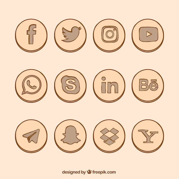 Hand drawn social network icons collection