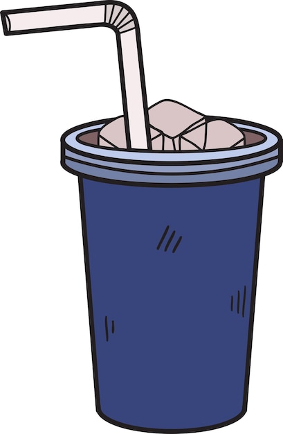 Hand Drawn Soft drink paper cups and straws illustration in doodle style