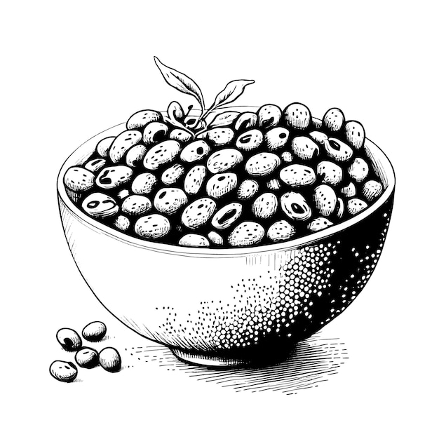 Hand drawn Soybeans in a bowl