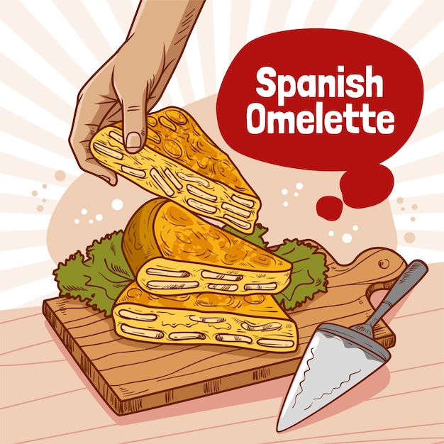 Hand drawn spanish omelette illustration