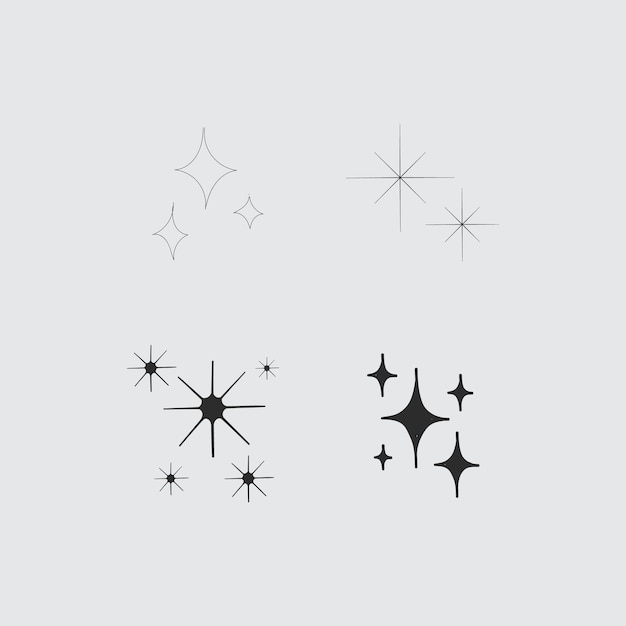 Hand drawn sparkling star collection