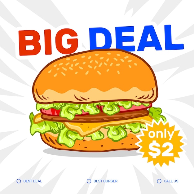 Hand drawn special burger promotional template