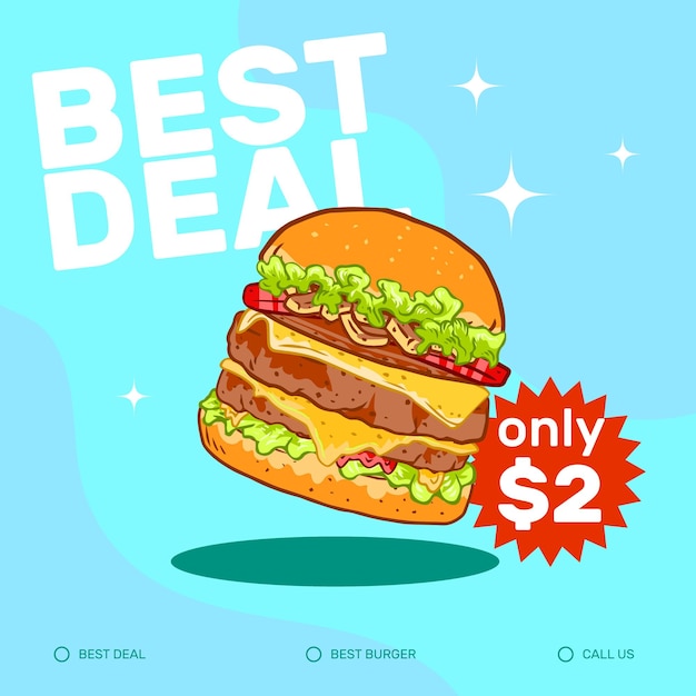 Hand drawn special burger promotional template