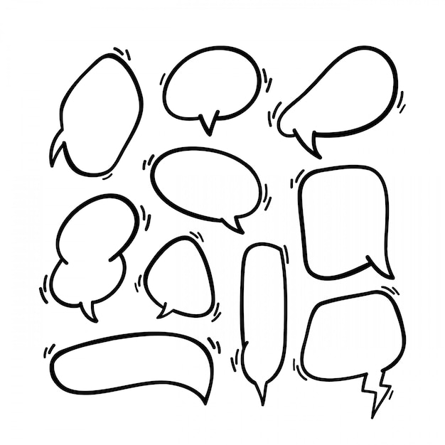 Hand drawn speech bubble. Line doodle balloon element. premium design