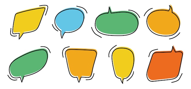 Hand drawn speech bubbles Set of cute speech bubble in doodle style