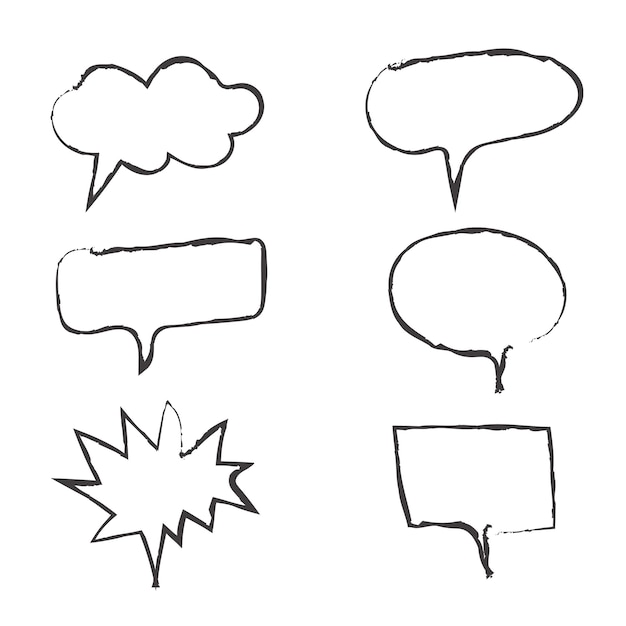 hand drawn speech bubbles vector Thinking and speaking clouds Retro bubbles shapes