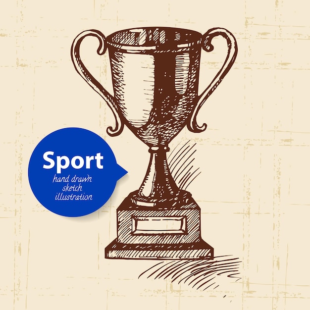 Hand drawn sport object Sketch trophy Vector illustration