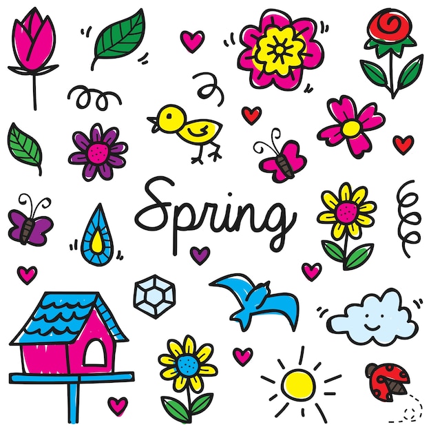 Hand drawn spring element/ icon in doodle style