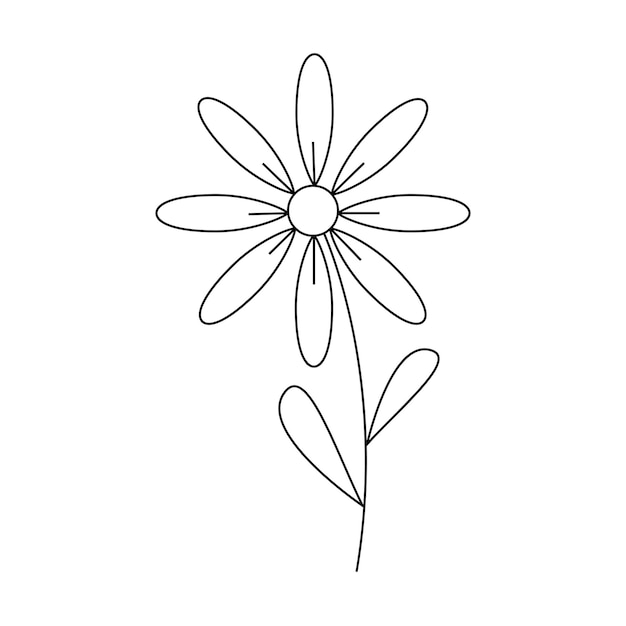 Hand drawn spring flower with leaves