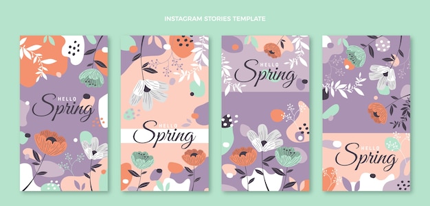 Hand drawn spring instagram stories collection