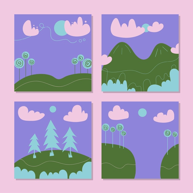 Hand Drawn of Spring Landscape Background