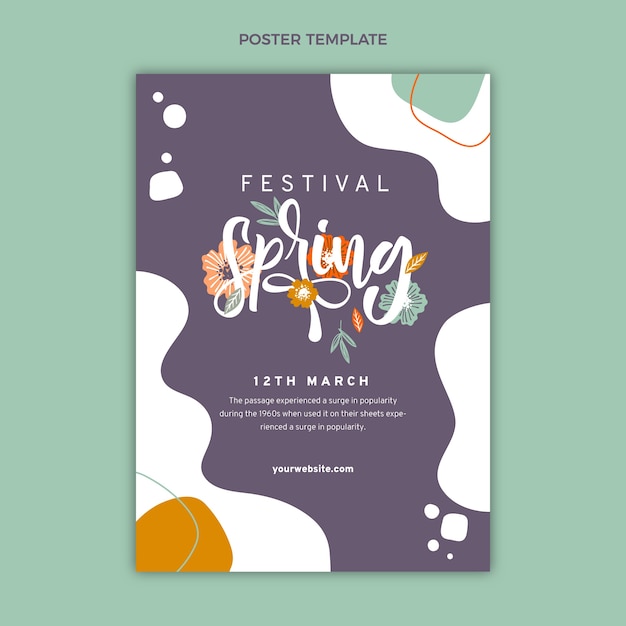 Hand drawn spring vertical poster template