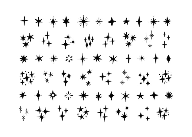 Hand drawn stars silhouette vector collection