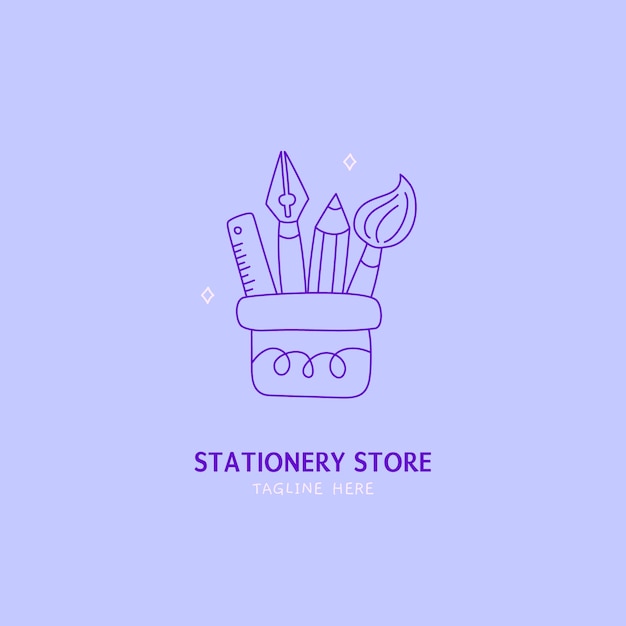 Hand drawn stationery store logo template