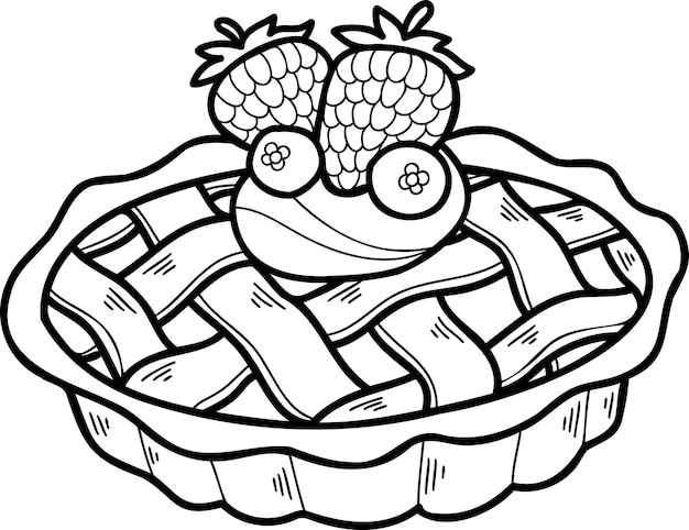 Hand Drawn Strawberry Pie illustration