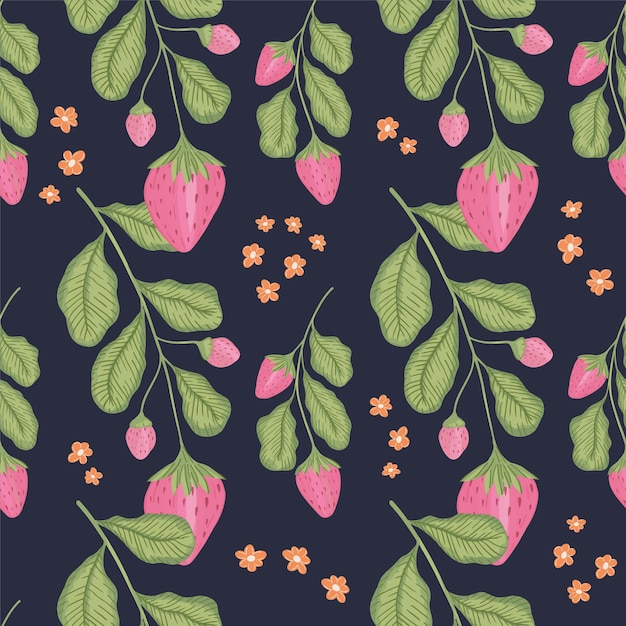 Hand drawn strawberry seamless pattern