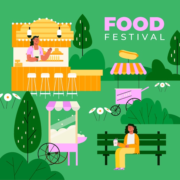 Hand drawn street food festival illustrated