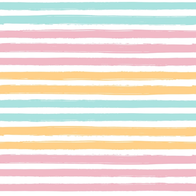 Hand drawn striped pattern pastel stripe seamless background childish pastel brush strokes vector